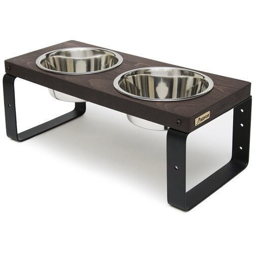 Миски на подставке переменной высоты из бука BEDFOR Loft, цвет шоколад