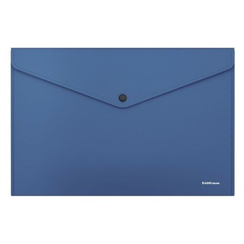 Папка-конверт на кнопке А4, 140 мкм, ErichKrause Fizzy Classic, непрозрачная, синяя (12шт.) папка конверт на кнопке а4 120 мкм erichkrause fizzy clear прозрачная