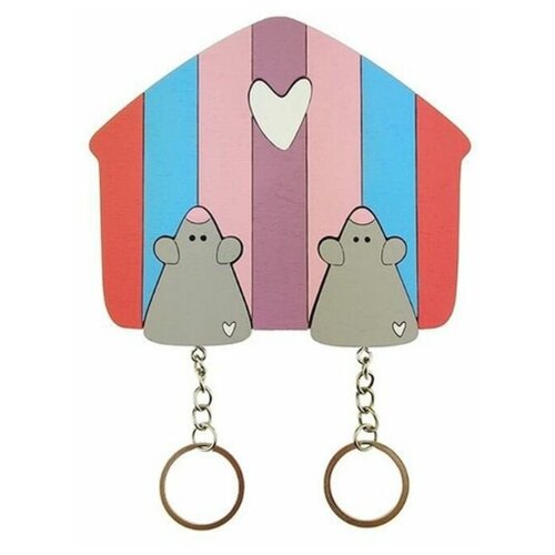 Ключница деревянная на два ключа Хлэб Мыши