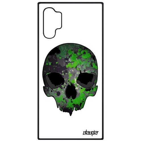 фото Ударопрочный чехол на смартфон // galaxy note 10 plus // "череп" скелет хэллоуин, utaupia, белый