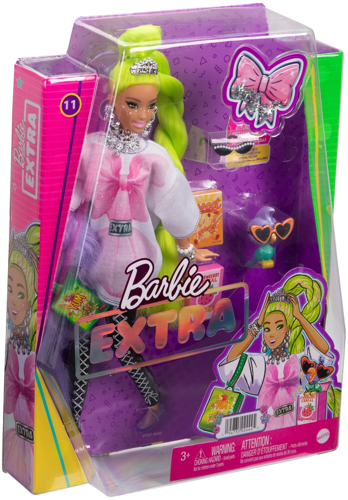 Barbie Кукла Экстра с зелеными неоновыми волосами - фото №4