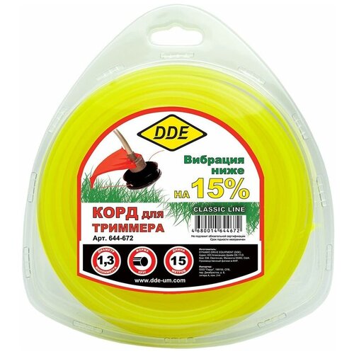 Леска для триммера DDE Classic Line 1.3mm x 15m Yellow 644-672