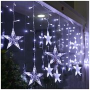 Гирлянда новогодняя звезды/ 3x1 метр, 138 лампочек, белый