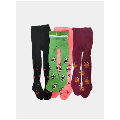 Jujube колготки для девочек внутри махра, размер 80-86, цвет синий с бананом,