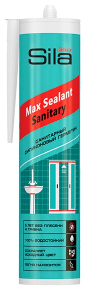 Герметик силиконовый, санитарный, SilaPro, Max Sealant, SSSCL0290, 290 мл, бесцветный