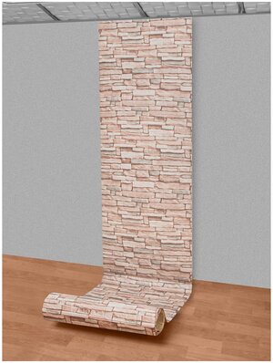 Самоклеящаяся ПВХ 3D-панель для стен в рулоне LAKO DECOR, Каменная кладка 3, 70x600см, толщина 6мм