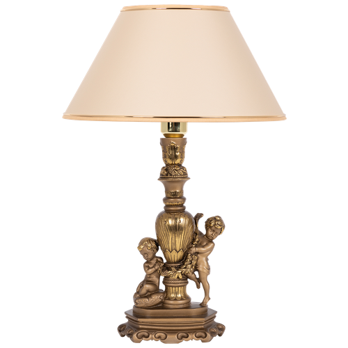Настольная лампа Bogacho Путти бронза с абажуром №38 крем