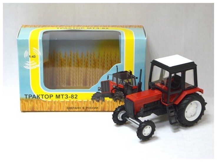 Трактор МТЗ-82 пластик 2х цветный(красно-черный) 1:43 160051