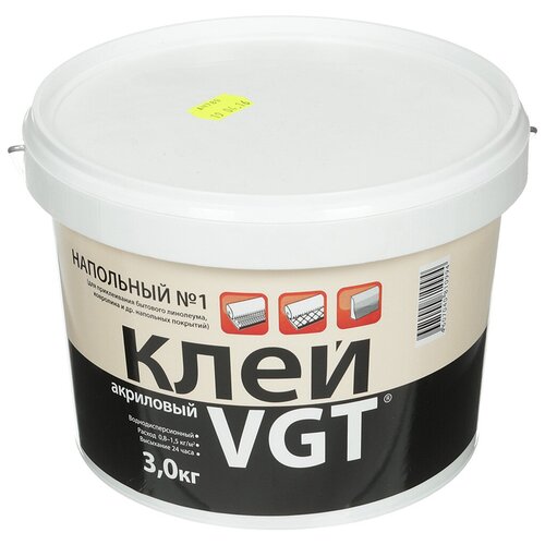 Клей VGT, напольный, водостойкий, однокомпонентный, 3 кг, Эконом