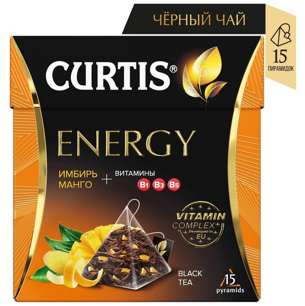 Чай черный Curtis "Energy", с добавками, 15 пирамидок - фотография № 2