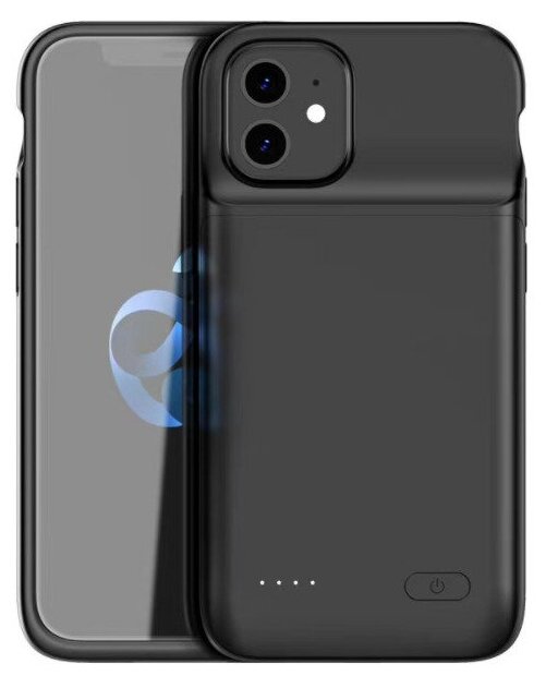 Чехол-бампер MyPads для iPhone 12 Pro Max со встроенной усиленной мощной батарей-аккумулятором большой повышенной расширенной емкости 4800 mAh черный