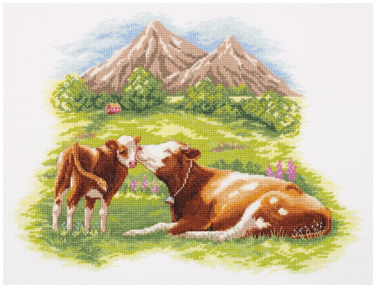Набор для вышивания PANNA J-7242 Мать и дитя. Коровы 35 х 26.5 см