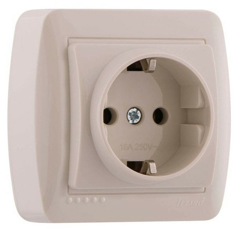 фото Розетка открытой установки одноместная Lezard Demet 711-0300-122 с заземлением, кремовая