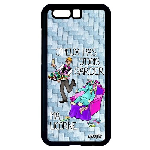 фото Дизайнерский чехол для мобильного // honor 9 // "не могу - сижу с единорогом!" повод рисунок, utaupia, голубой