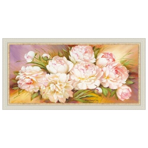 Картина-репродукция 33х70 см. в раме 39 мм. Лэнд АРТ. И. Дворецкий. Пионы V.