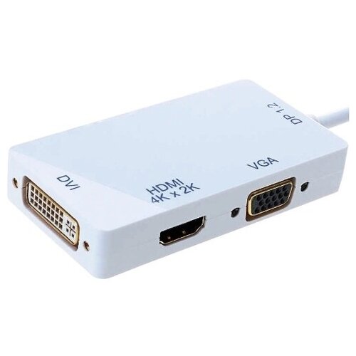 Видео адаптер Orient C320 mini DisplayPort на DVI -HDMI -VGA 4Kx2K кабель 0.2 метра, белый видео адаптер orient c307 displayport на dvi m f кабель 0 2 метра чёрный