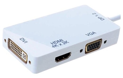 Видео адаптер Orient C320 mini DisplayPort на DVI -HDMI -VGA 4Kx2K кабель 0.2 метра, белый