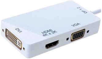 Видео адаптер Orient C320 mini DisplayPort на DVI -HDMI -VGA 4Kx2K кабель 0.2 метра, белый