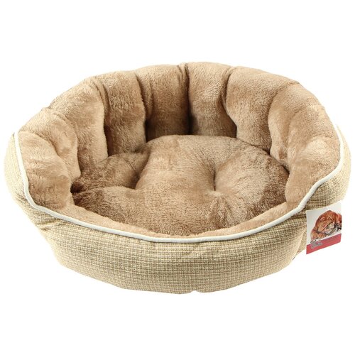 фото Лежак с бортом 59х53х20 см, меховой, съемная подушка, бежевый pet choice