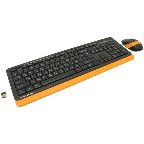 Комплект клавиатура + мышь A4Tech Fstyler FG1010, черный/оранжевый, английская/русская комплект клавиатура мышь a4tech fstyler fg1010 черный английская русская