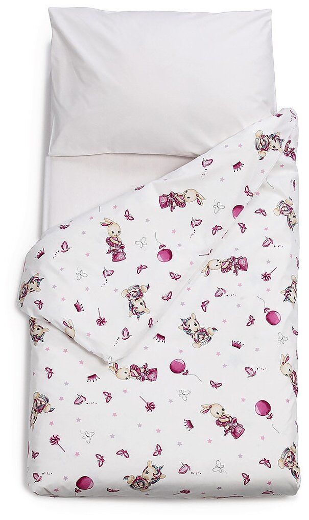 Детское постельное белье в кроватку 120*60 SWEET DREAMS MOSCOW UNICORE розовый/белый