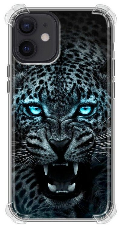 Дизайнерский силиконовый с усиленными углами чехол для Айфон 12 мини / Iphone 12 Mini Темный леопард