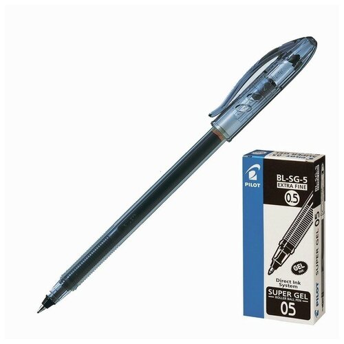 Купить Ручка гелевая Pilot Super Gel, чернила черные, узел 0.5 мм, одноразовая, Без бренда