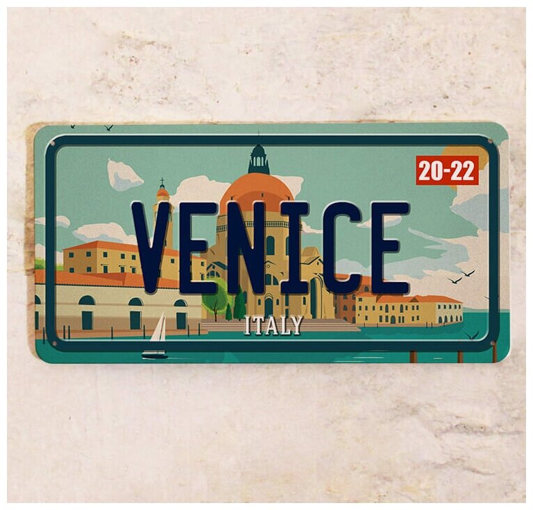 Сувенирный автономер Европы Венеция Venice на машину идея подарка путешественнику металл15х30см.