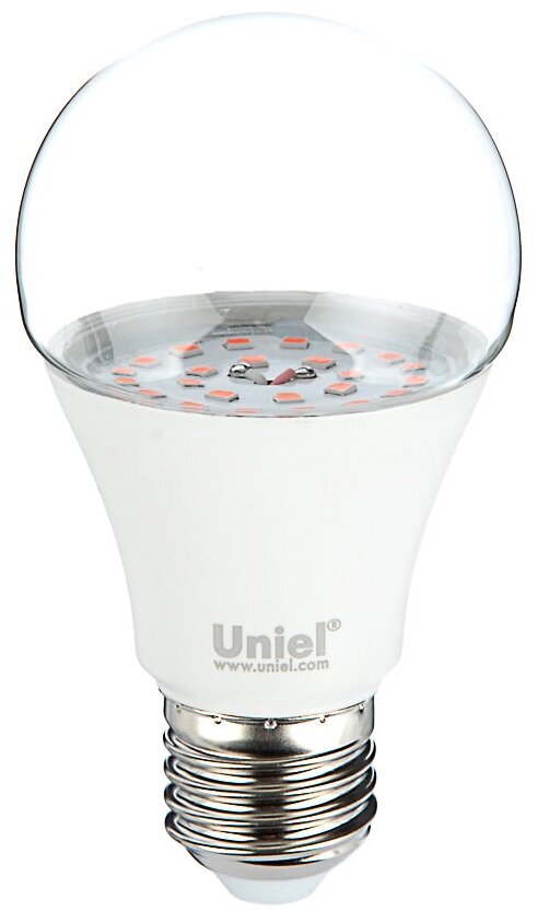 Лампа светодиодная для растений 9W LED-A60-9W/SP/E27/CL ALM01WH форма А прозрачная пластик UNIEL - фотография № 1