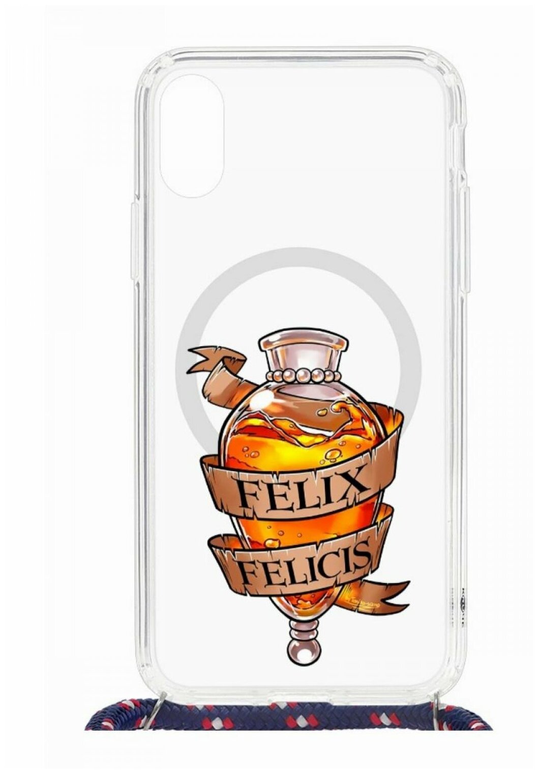 Чехол Apple iPhone X/XS Magrope MagSafe Kruche Print Felix Felicis/с шнурком/накладка/противоударный/защита камеры/с рисунком/МагСейф