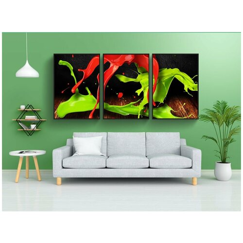 фото Набор модулных постеров для интерьера "чернила, вуд, красочные" 60x90 см. в тубусе, без рамки lotsprints