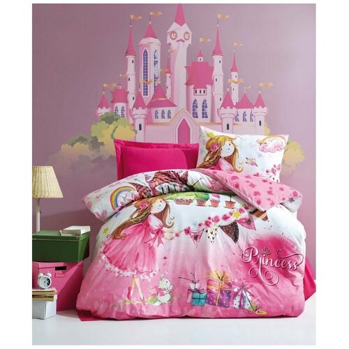 фото Детское постельное белье cotton box girls & boys princess хлопковый ранфорс розовый 1,5 спальный cotton box (турция)