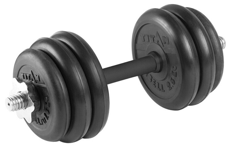 Гантель разборная 15 кг TITAN Barbell - d26, Комплектация №2 с обрезиненной ручкой