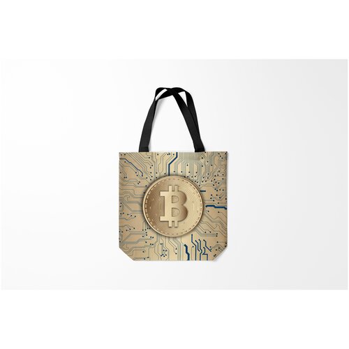 фото Сумка-шоппер / 40х40 см / популярные иллюстрации / знаки биткоин burnettie