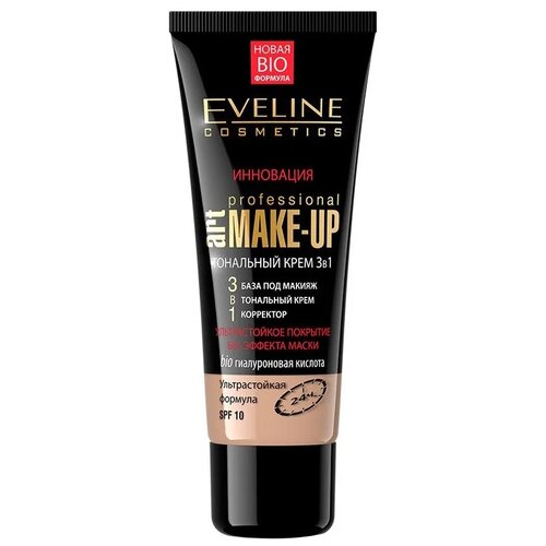 Eveline Cosmetics тональный крем Art Professional Make Up, SPF 10, 30 мл/30 г, оттенок: натуральный, 1 шт. eveline cosmetics bb крем satin touch spf 10 30 мл 30 г оттенок 01 ivory 1 шт