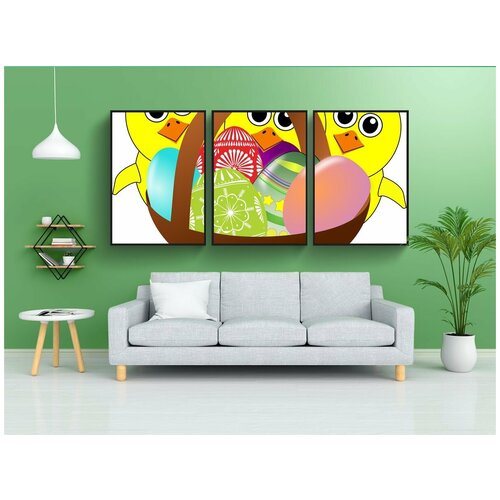 фото Набор модулных постеров для интерьера "пасхальный, гнездо, яйца" 60x90 см. в тубусе, без рамки lotsprints