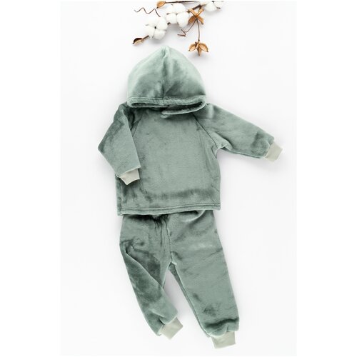 Детский спортивный костюм теплый комплект одежды для девочки, для мальчика худи и штаны Снолики велсофт, оливковый р-р 104