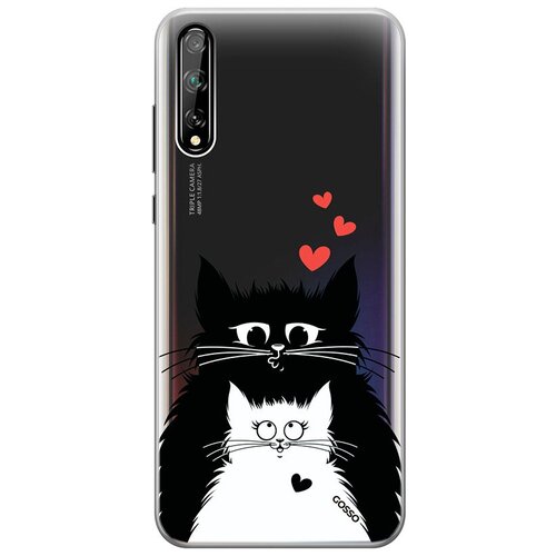 фото Ультратонкий силиконовый чехол-накладка clearview 3d для huawei y8p / honor 30i с принтом "cats in love" gosso
