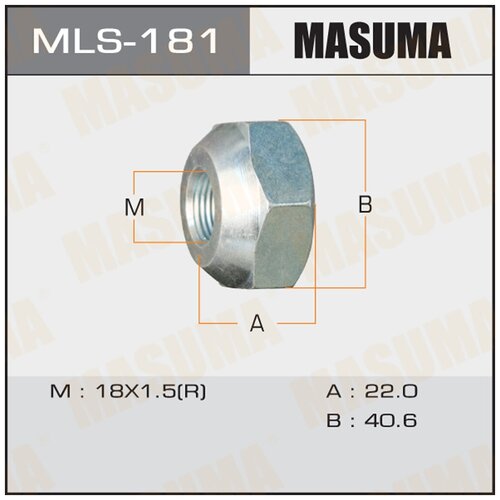 Гайка колеса M 18 x 1,5 RH для грузовика открытая под ключ 41 MASUMA MLS-181