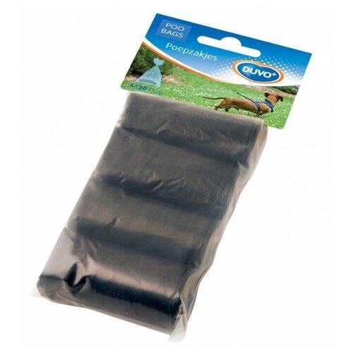 DUVO+ Пакеты для уборки за собакой, черные, 33х20см, 4х20шт (Бельгия)