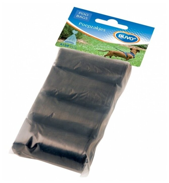 DUVO+ Пакеты для уборки за собакой черные 33х20см 4х20шт (Бельгия)