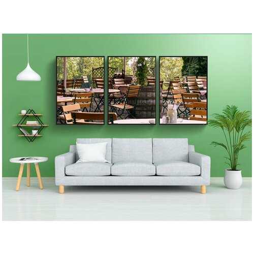 фото Набор модулных постеров для интерьера "пивной сад, стул, бистро" 60x90 см. в тубусе, без рамки lotsprints