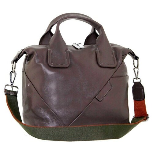 Сумка  шоппер  повседневная, натуральная кожа, внутренний карман, коричневый