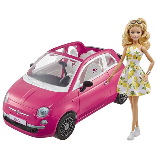 Mattel Кукла Barbie с машиной Fiat 500, 29 см, GXR57