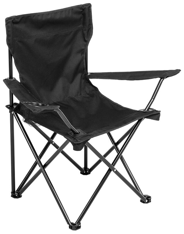 Кресло PREMIER складное, мягкие тканевые подлокотники (черный), нагрузка 100 кг
