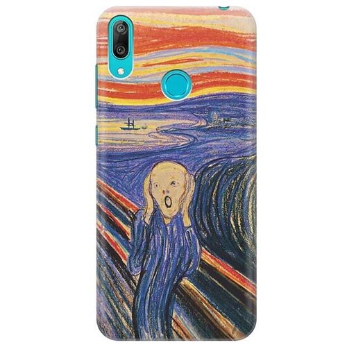 фото Ультратонкий силиконовый чехол-накладка для huawei y7 (2019) с принтом "крик" gosso