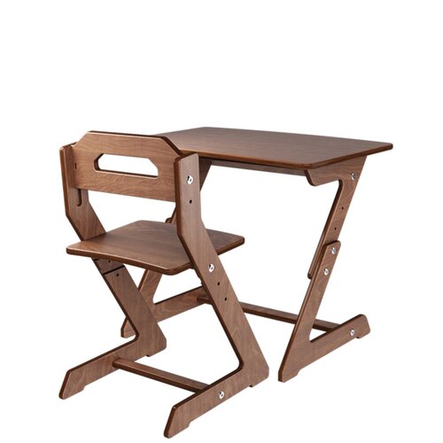 Детский растущий стул и стол, комплект мебели для детей, набор стульчик и столик, цвет Орех