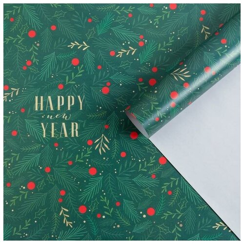 Бумага упаковочная глянцевая «Ветви с ягодами», 70 × 100 см