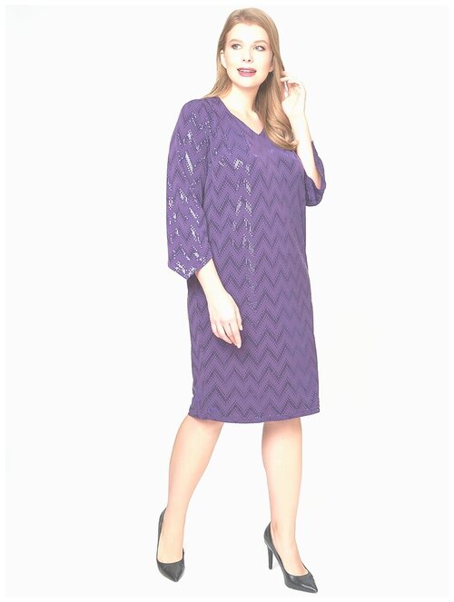 Платье Olsi, вечернее, прямой силуэт, до колена, размер 64, фиолетовый