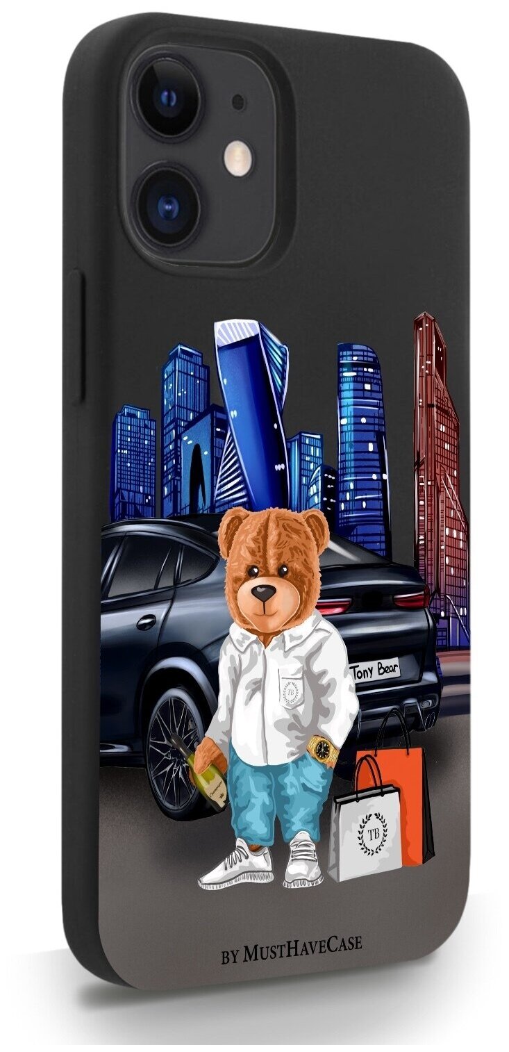 Черный силиконовый чехол MustHaveCase для iPhone 12 Mini Tony Moscow city/ Тони Москва Сити для Айфон 12 Мини